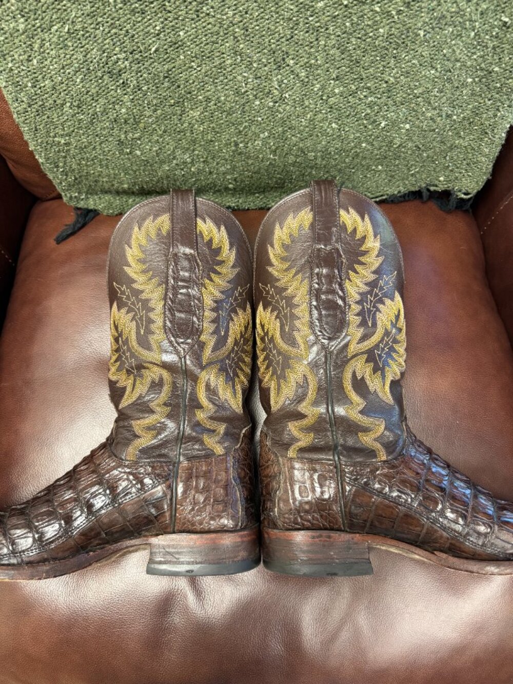 Lucchese CL8729 Men’s 8D Genuine Caiman Exotic Cowboy Boots Brown - Picture 15 of 16